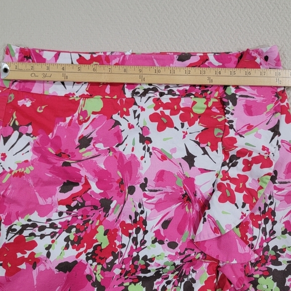 Cato Floral Pink Red Skirt Ruffle Size 14 Spring Summer Easter Party Pretty - Picture 8 of 12